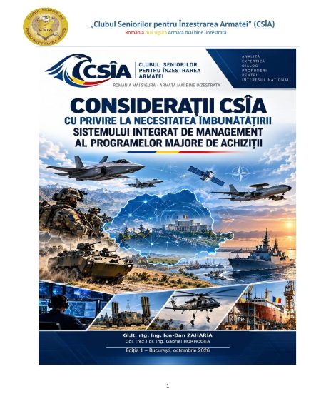 ANALIZĂ Clubul Seniorilor pentru Înzestrarea Armatei (CSÎA) – Consolidarea sistemului de management integrat al programelor majore de înzestrare - poza 1
